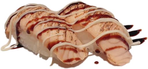 9. Nigiri flamed sake (geflambeerde zalm) 2 st.